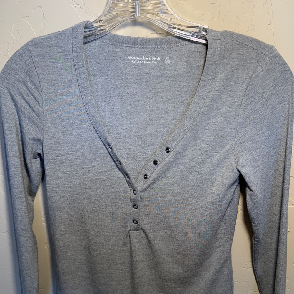 NWT Abercrombie & Fitch thong gray Henley bodysuit - Picture 3 of 8